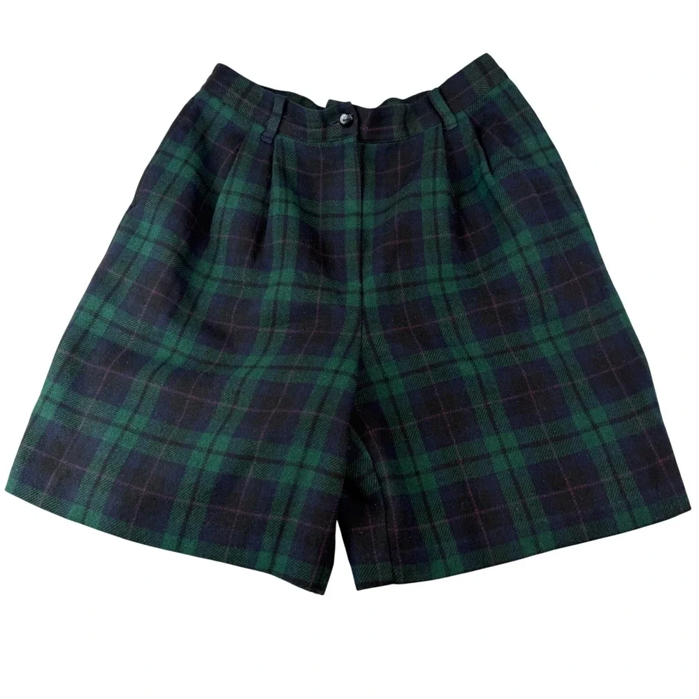 Sag Harbor Vintage Tartan Plaid Culotte Shorts Wool Blend Preppy Academia 10